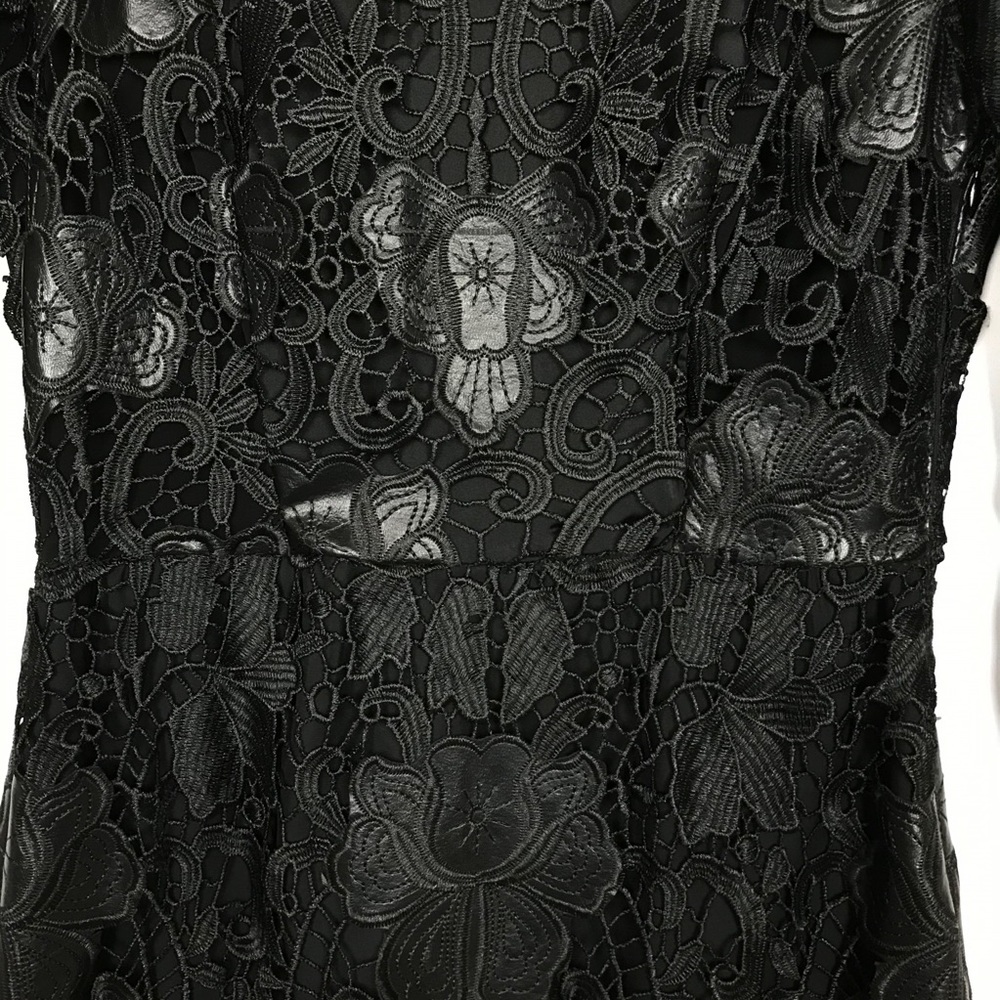 Zara Woman Black Faux Leather Appliqué ALine Dress - Picture 5 of 11
